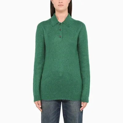 Prada Emerald Green Long Sleeve Polo