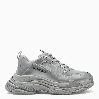 Balenciaga Silver Triple S Low Sneakers In Metal