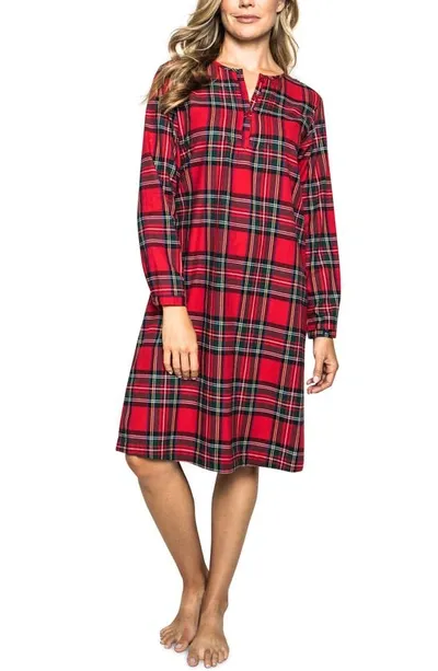 Petite Plume Imperial Tartan Beatrice Cotton Flannel Nightgown In Red