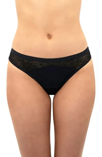 Saalt Leakproof Elemental Thong In Volcanic Black