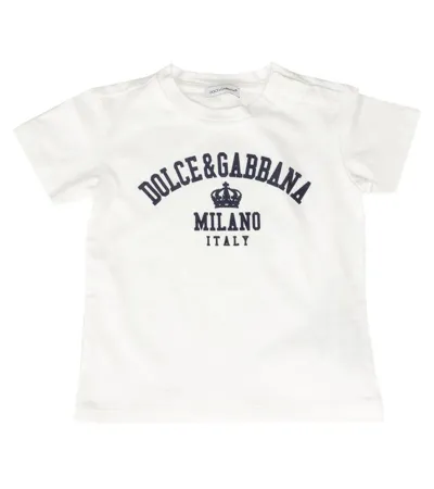 Dolce & Gabbana Babies' Logo-print Crewneck T-shirt In White