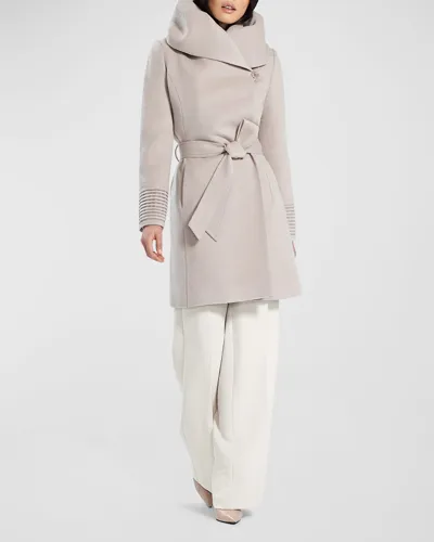 Sentaler Mid-length Hooded Wrap Coat In Bleeker Beige