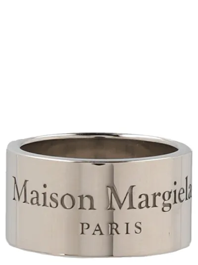 Maison Margiela Distressed-effect Logo-engraved Ring In Silver