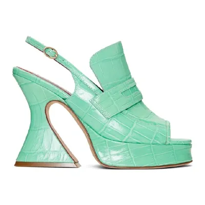 Sies Marjan Green Croc Embossed Leather Ellie 120 Sandals In Savoy Green