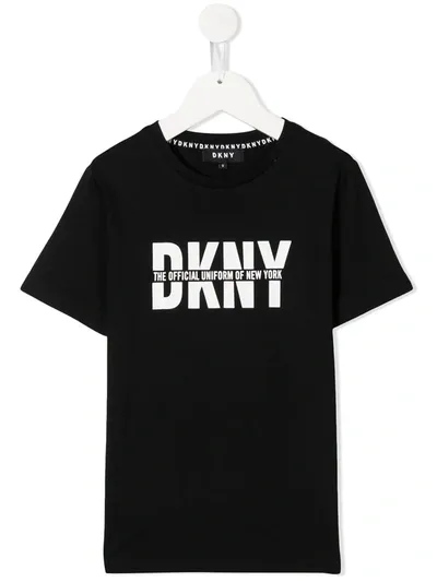 Dkny Kids' Logo Print T-shirt In Black