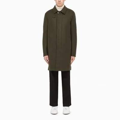 Harris Wharf London Hooded Single-breasted Virgin Wool Coat In Green