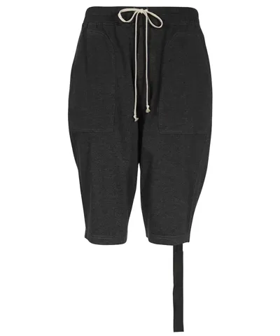 Drkshdw Drawstring Pods Black Cotton Drop Crotch Bermuda Short - Drawstring Pods