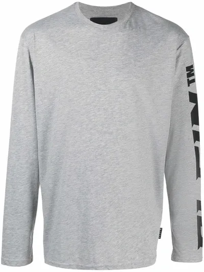 Philipp Plein Logo-print Long-sleeved T-shirt In Grey