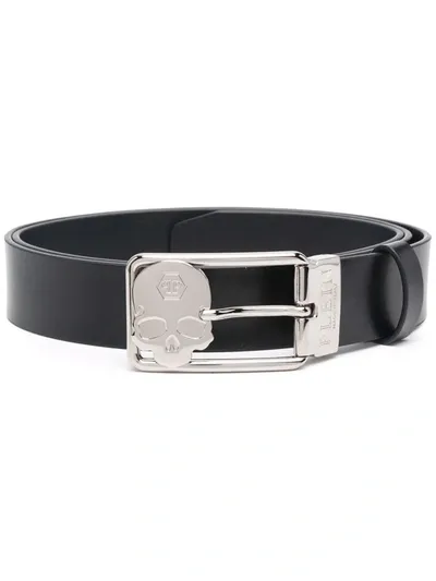 Philipp Plein Buckle-fastening Leather Belt In Black