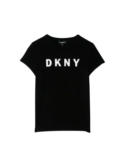 Dkny Kids' Short Sleeve Logo Print T-shirt In Nero