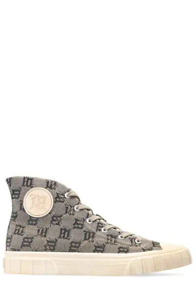 Misbhv Army Monogram Canvas Sneakers In Beige