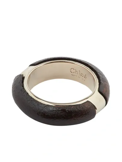 Chloé Gold Tone Jamie Wood Ring In Silver