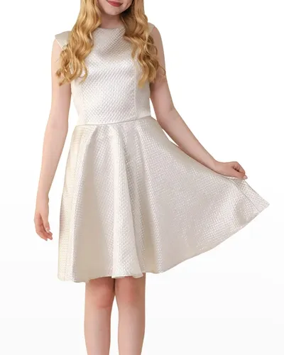 Un Deux Trois Kids' Girl's Fit-and-flare Dress In Silver