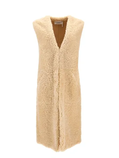 Chloé Shearling Vest  Beige Chloe Donna 36f In White