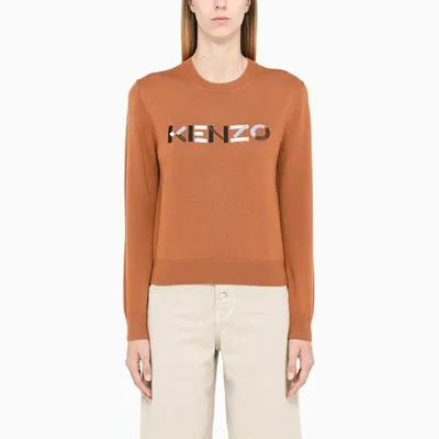 Kenzo Orange Crewneck Pullover In Brown