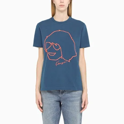 Kenzo Blue T-shirt With Contrasting Print