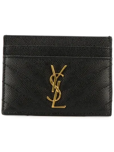 Saint Laurent Monogram Quilted Cardholder In Black