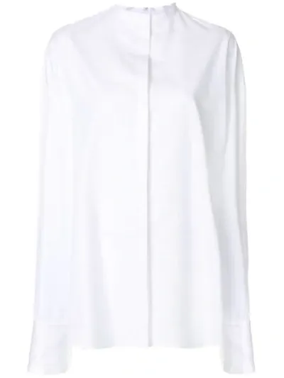 Haider Ackermann Byron Oversized Stand-collar Cotton Shirt In White