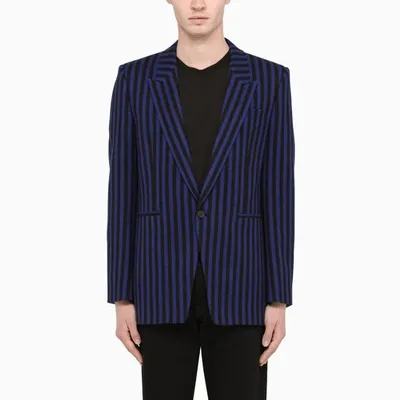 Saint Laurent Striped Single-breasted Jacket Black/blue