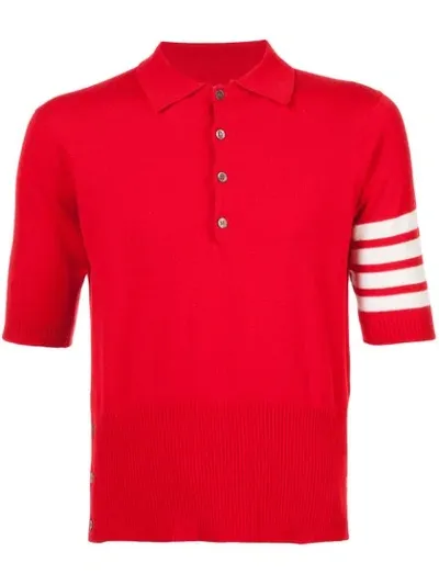 Thom Browne Cashmere Short Sleeve Polo Shirt In Red