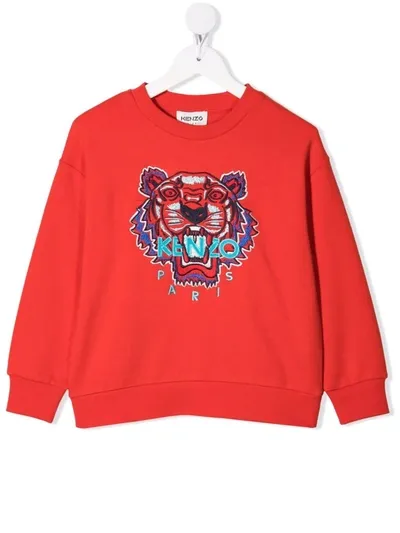 Kenzo Logo Embroidered Sweatshirt In 红色