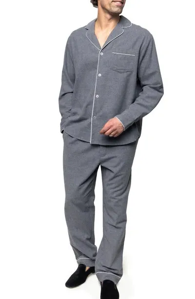 Petite Plume Men's Classic Flannel Pajama Set In Grey