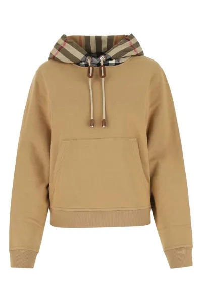 Burberry Oversized Vintage Check-detail Hoodie In Camel