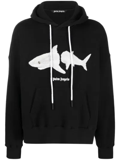 Palm Angels Mens Black Cotton Sweatshirt In 1001 Black White