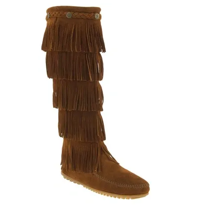 Minnetonka 1659 Five Layer Fringe Boot In Brown