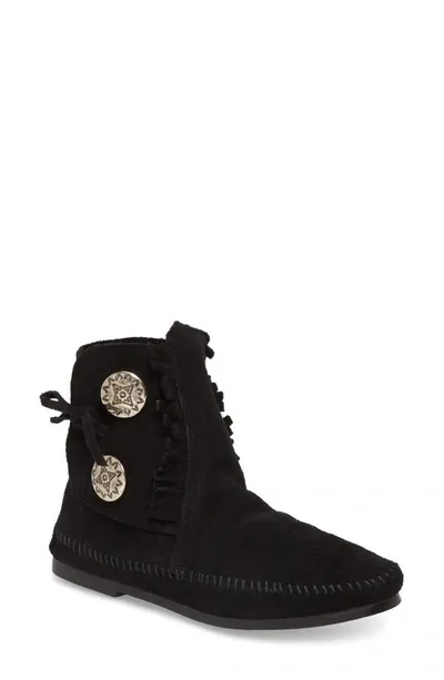 Minnetonka Two-button Hardsole Bootie In Black