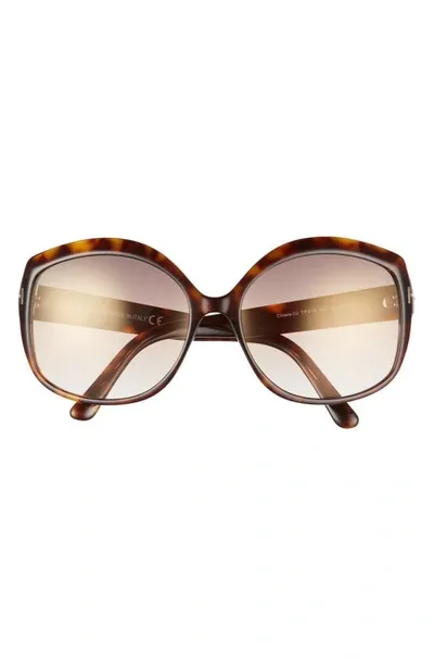 Tom Ford Chiara Round Plastic Sunglasses In Black/grey