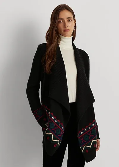 Lauren Ralph Lauren Fair Isle Cotton-blend Cardigan In Polo Black Multi