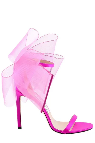 Jimmy Choo Pink Aveline 100 Fascinator Satin Sandals In Fuchsia