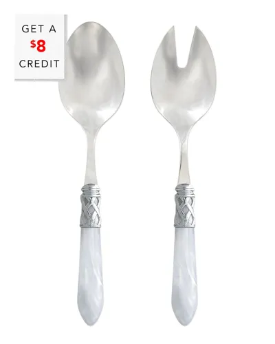 Vietri Aladdin Brilliant White Salad Server Set