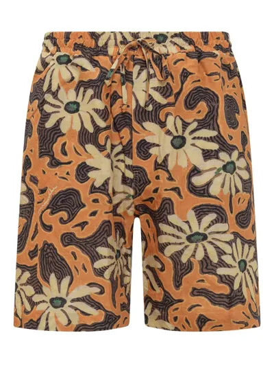 Nanushka Floral-print Elasticated-waist Bermuda Shorts In Floral Orange