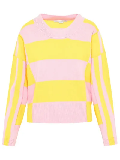 Stella Mccartney Striped Cashmere And Wool Sweater In Neutral