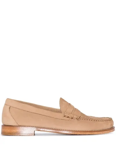 G.h. Bass & Co. Beige Weejuns Heritage Suede Penny Loafers In Neutrals