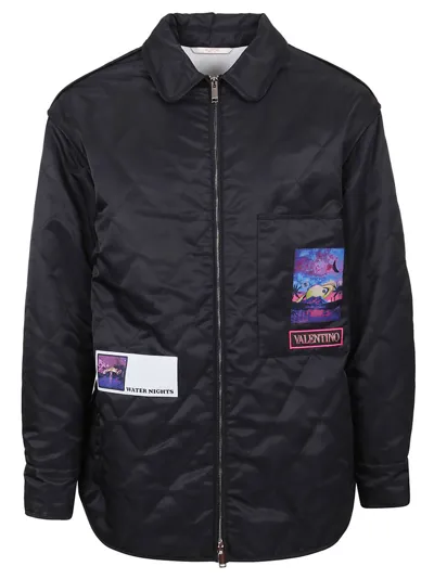 Valentino Quilted Jacket With Brocade Patch In Black