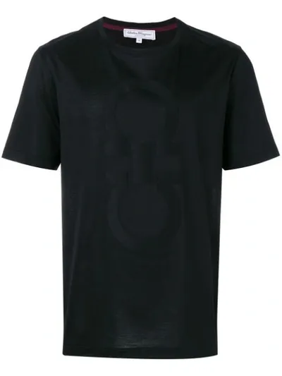 Ferragamo Gancini Print Cotton T-shirt In Black