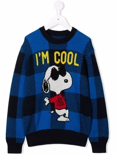 Mc2 Saint Barth Teen Intarsia-knit Snoopy Jumper In Blue