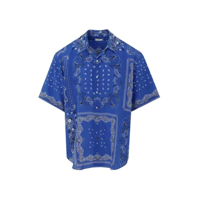 Etro Paisley Bandana Print Short-sleeved Shirt In Blu