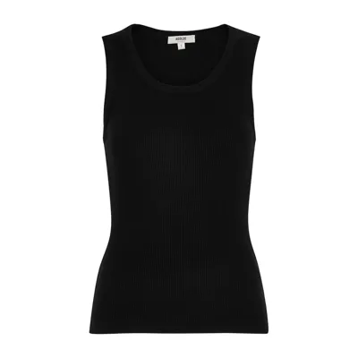 Agolde Poppy Black Ribbed Jersey Tank In Negro