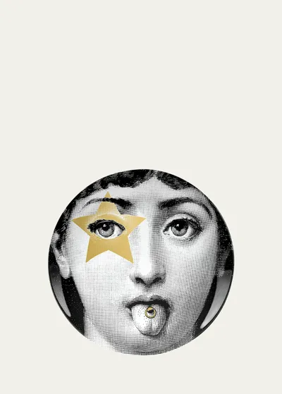 Fornasetti Wall Plate Tema E Variazioni N.381 In White/black/gold