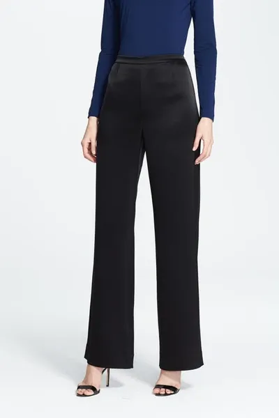 St John Caviar Collection Kate Satin Pants In Black