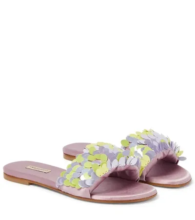 Emilio Pucci Sequin-embellished Satin Slides In Lilla