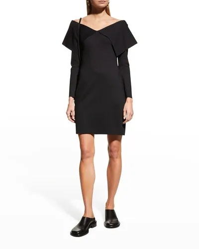 Rosetta Getty Off-the-shoulder Stretch-knit Mini Dress In Black