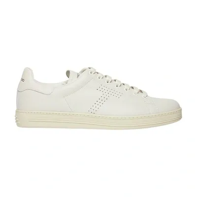 Tom Ford 10mm Warwick Leather Low Top Sneakers In White