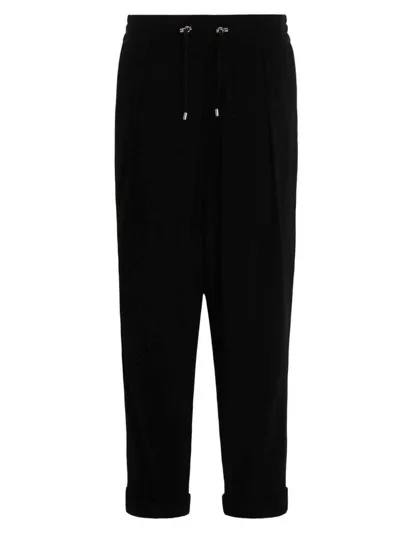 Balmain Slouchy Crepe Tapered-leg Track Pants In Black