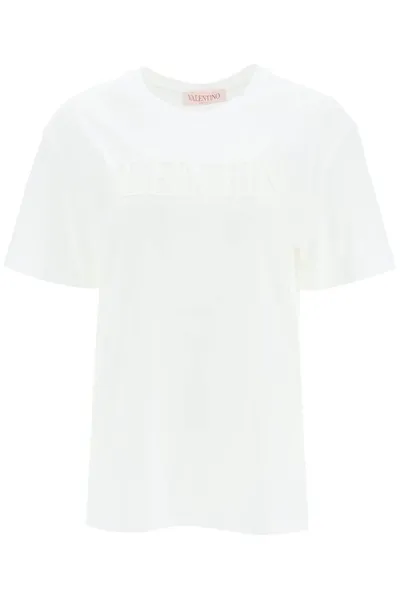 Valentino Logo-print Round-neck T-shirt In White