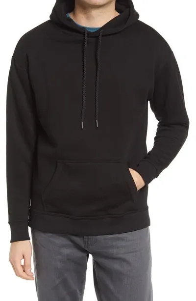 Stone Rose Solid Fleece Hoodie In Black